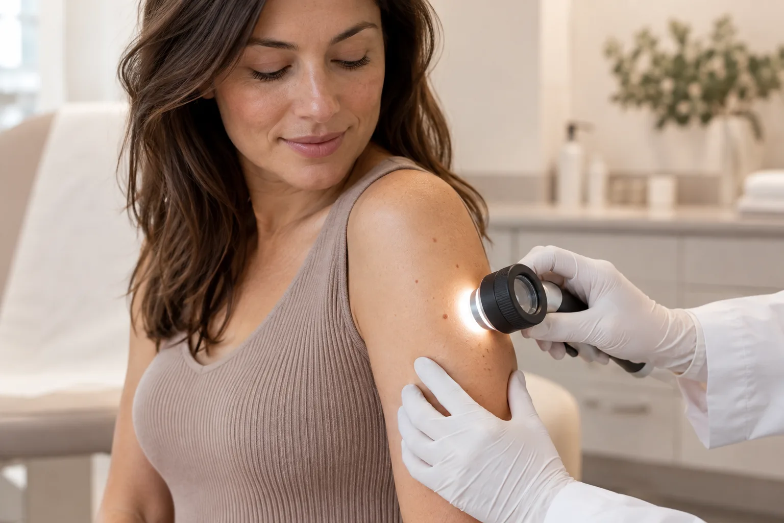 Üst koldaki benlerin dermatoskopla takibi — temsili görsel